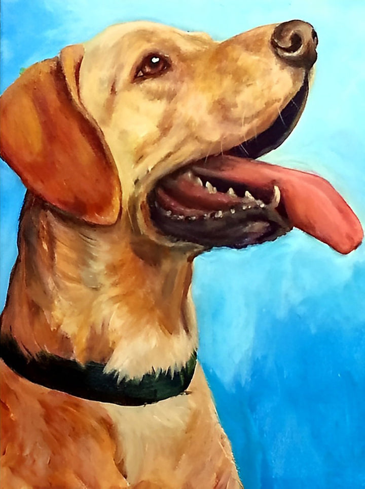 Golden Retriever Steekt zijn Tong uit Diamond Painting