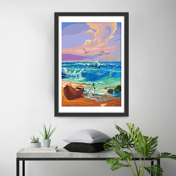 Golfen, Boot en Kleurrijke Lucht Diamond Painting