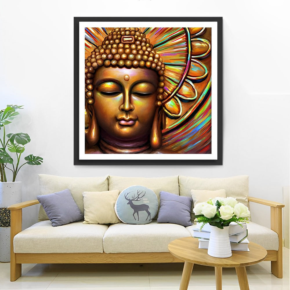 Gouden Boeddha met Kleurrijk Aura Diamond Painting