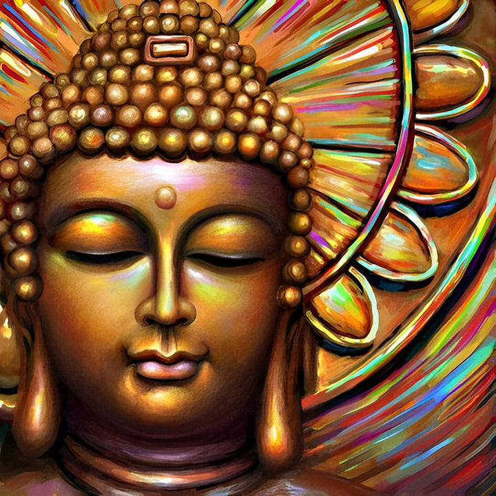 Gouden Boeddha met Kleurrijk Aura Diamond Painting