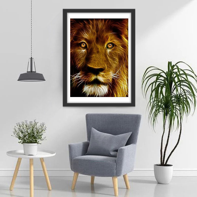 Gouden Leeuw met Gouden Ogen Diamond Painting