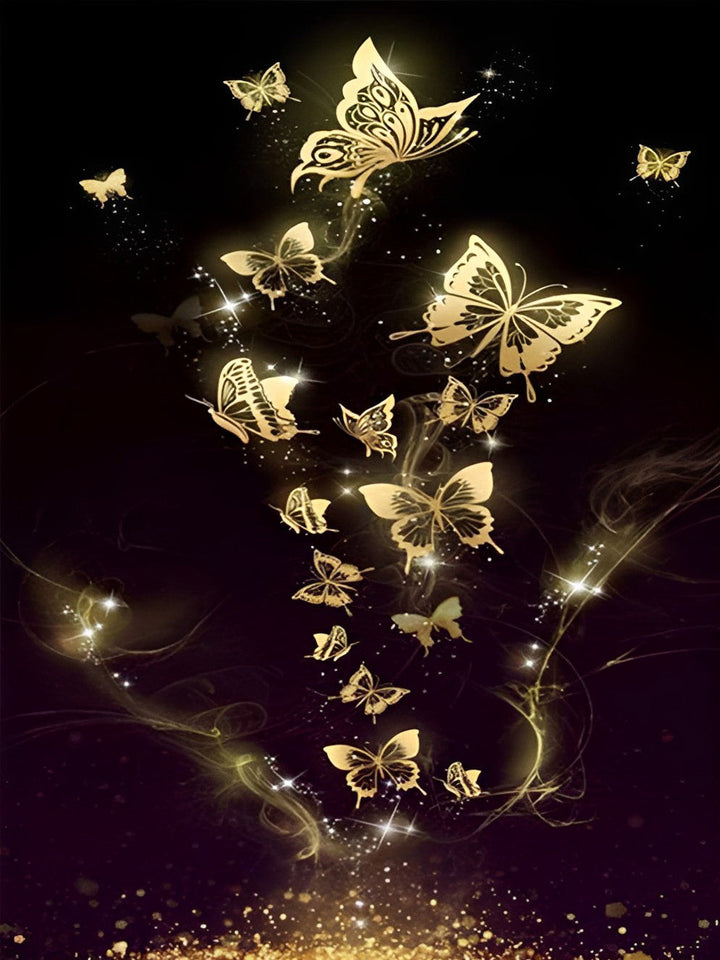Gouden Lichtpuntjes en Vlinders Diamond Painting