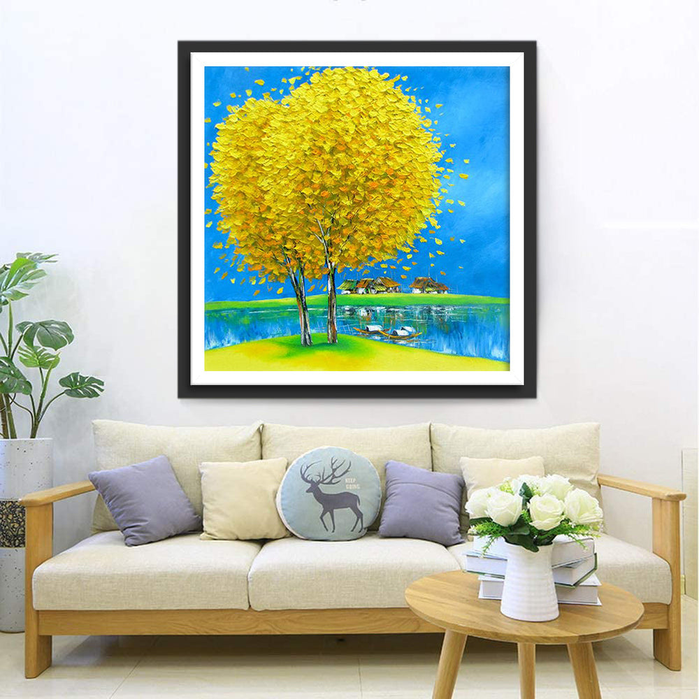 Goudgele Bomen Diamond Painting