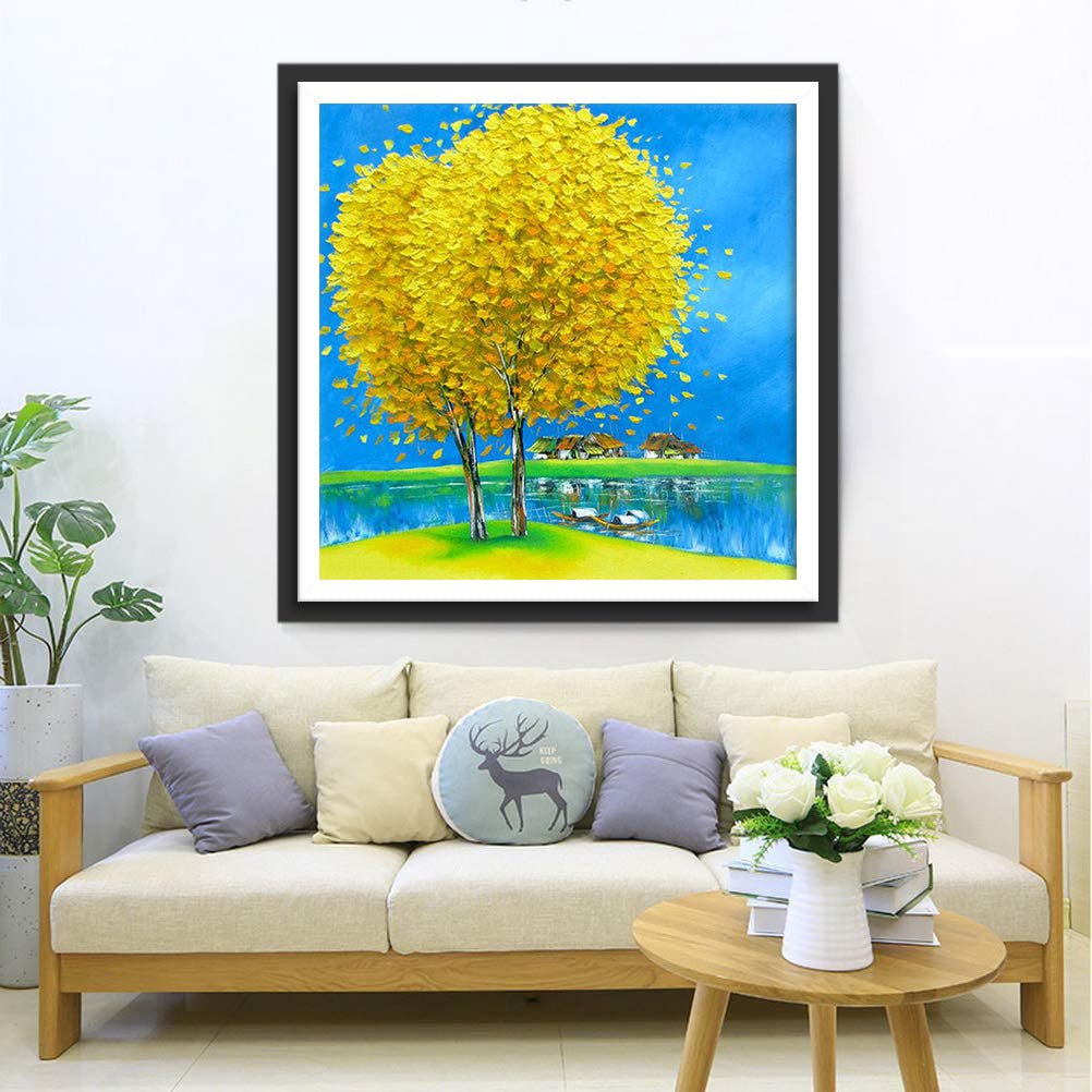 Goudgele Bomen Diamond Painting