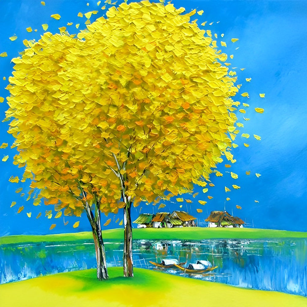 Goudgele Bomen Diamond Painting