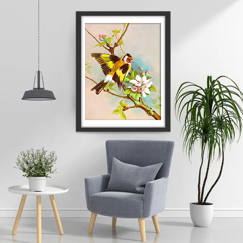 Goudvink op een Tak Diamond Painting