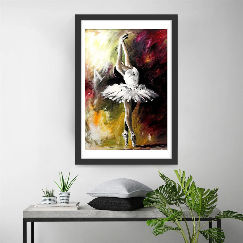 Gracieus Ballerina-beeld in Kleurverwarring Diamond Painting