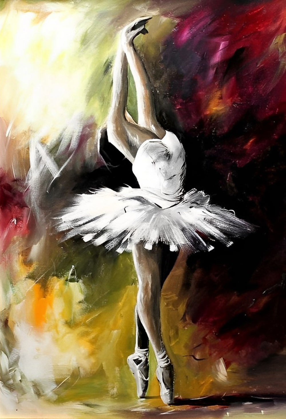 Gracieus Ballerina-beeld in Kleurverwarring Diamond Painting