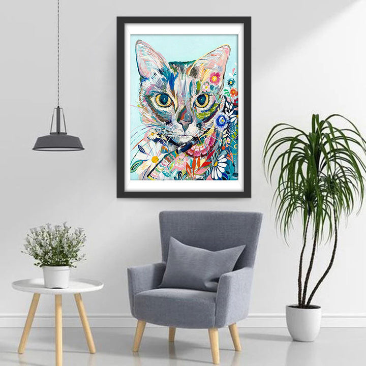 Graffiti Kat op Hemelsblauwe Achtergrond Diamond Painting