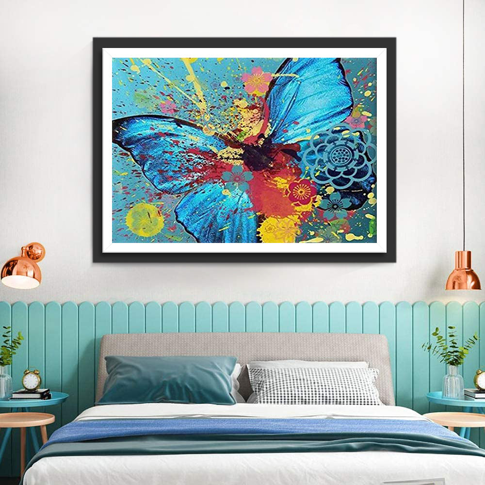 Graffiti-stijl Een Paar Bloemen en een Vlinder Diamond Painting