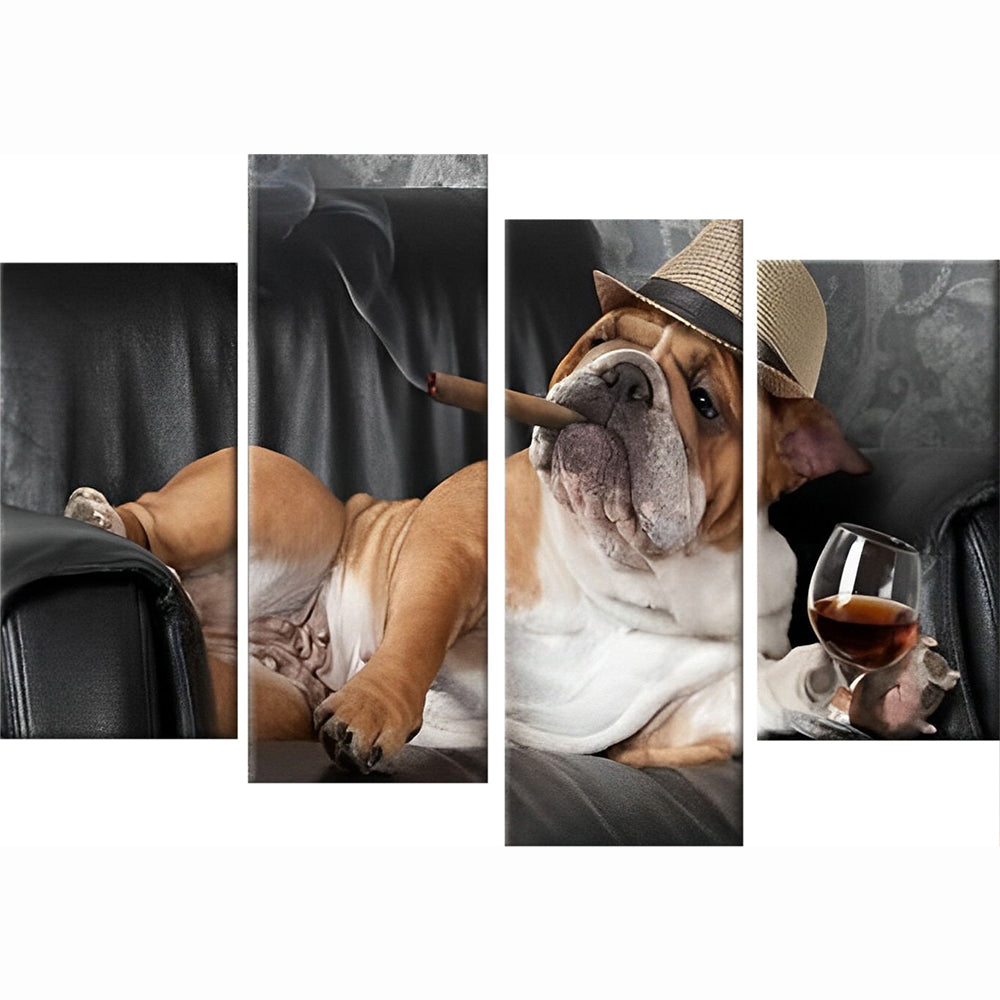 Grappige Buldog 4 Platen Diamond Painting