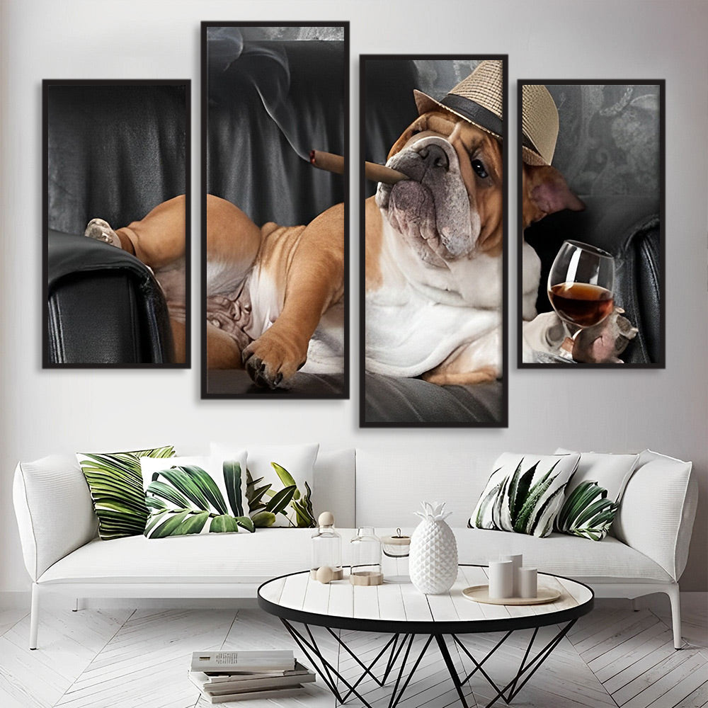 Grappige Buldog 4 Platen Diamond Painting