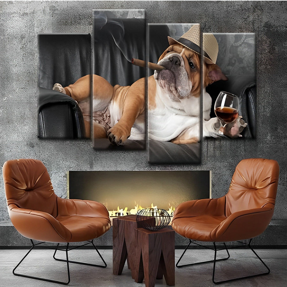 Grappige Buldog 4 Platen Diamond Painting