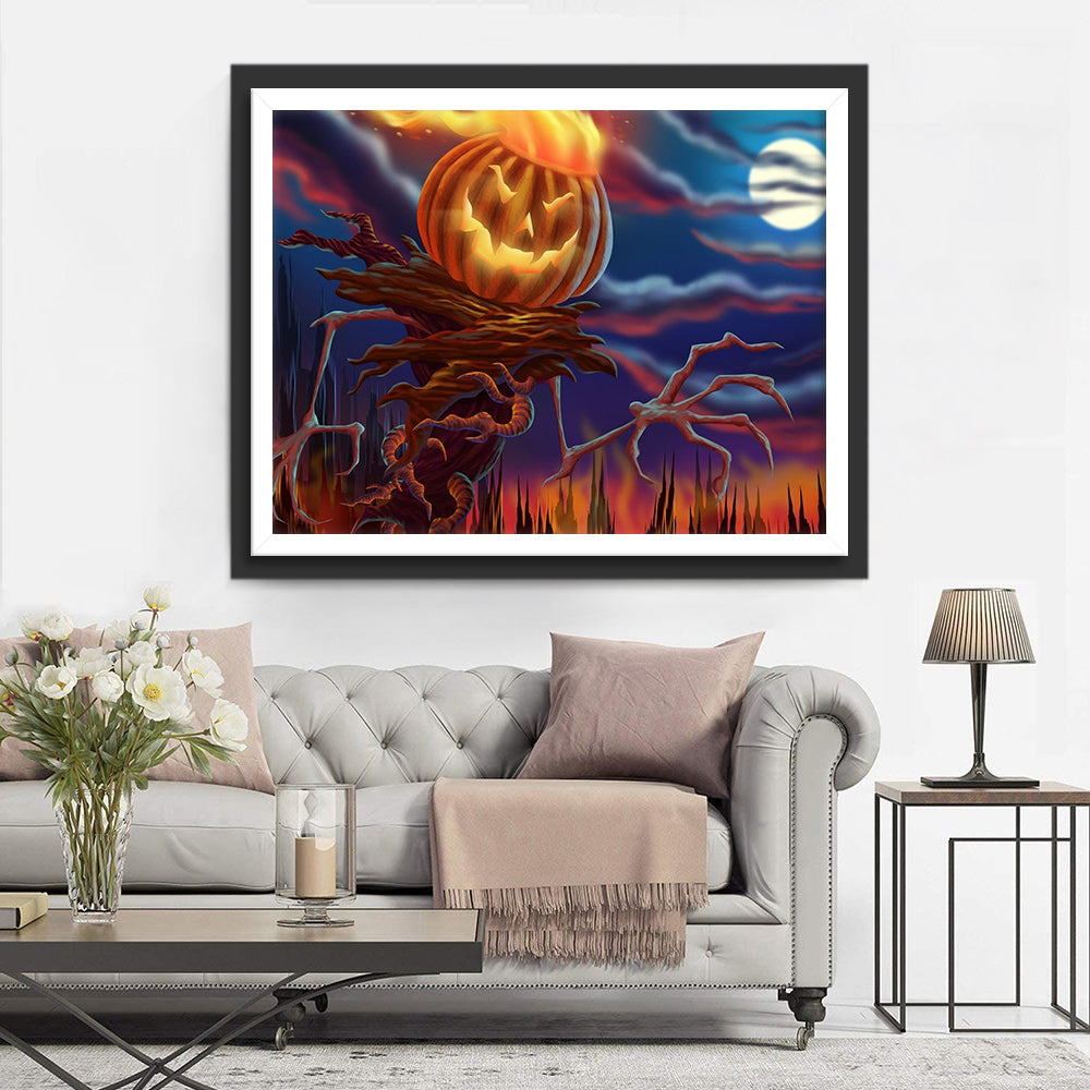 Griezel-pompoen in Mystiek Landschap Diamond Painting