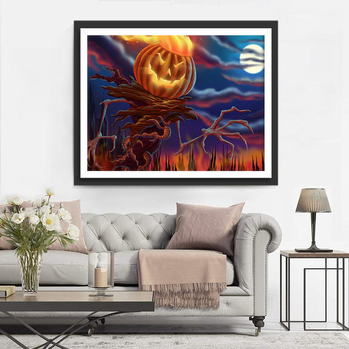 Griezel-pompoen in Mystiek Landschap Diamond Painting