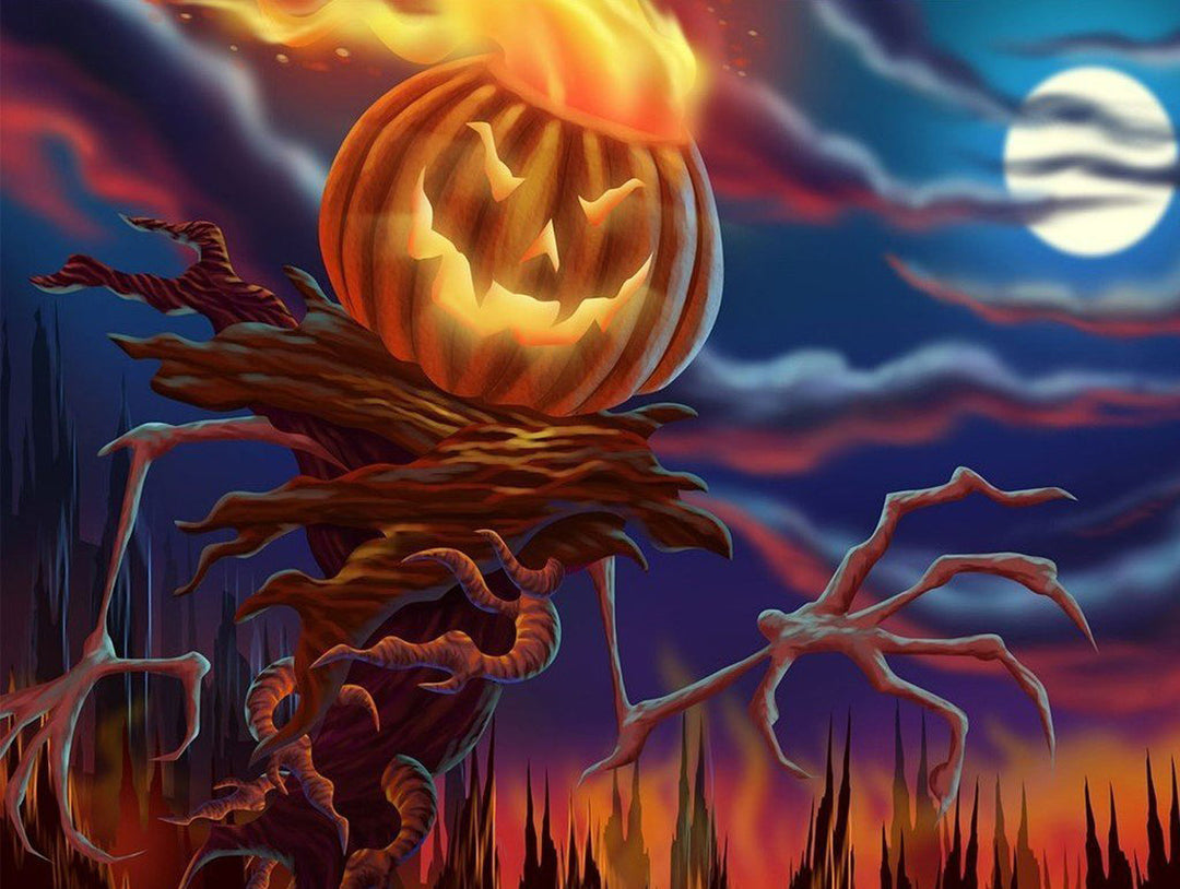 Griezel-pompoen in Mystiek Landschap Diamond Painting