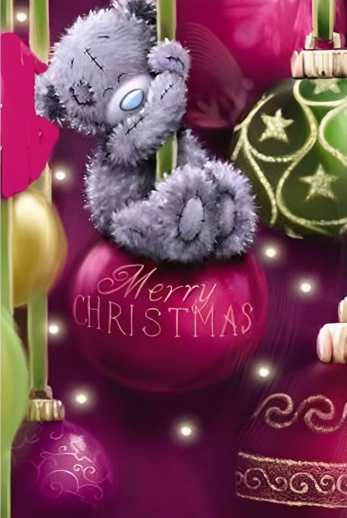 Grijs Beertje en Kerstversiering Diamond Painting