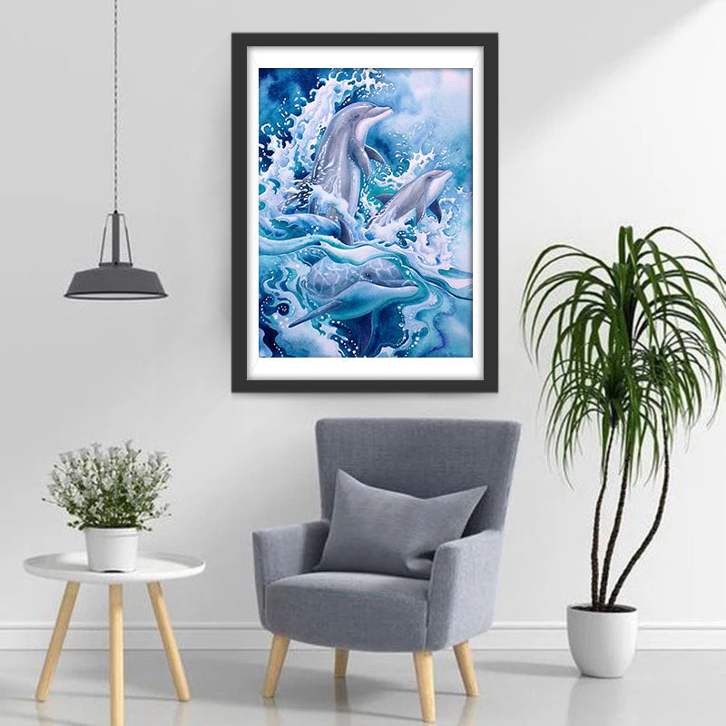 Grijze Dolfijnen in de Zee Diamond Painting