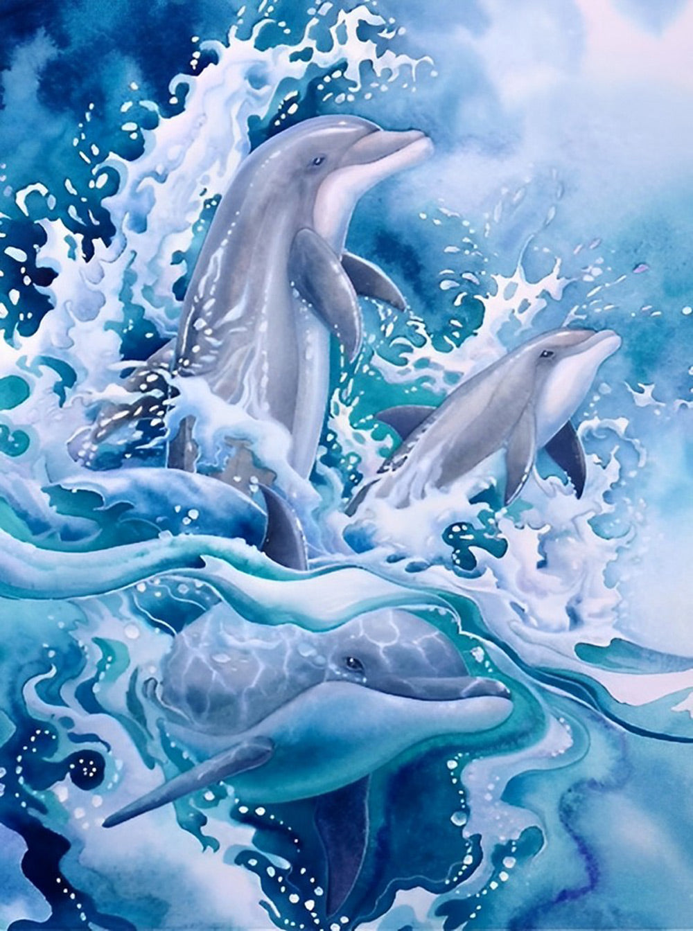 Grijze Dolfijnen in de Zee Diamond Painting