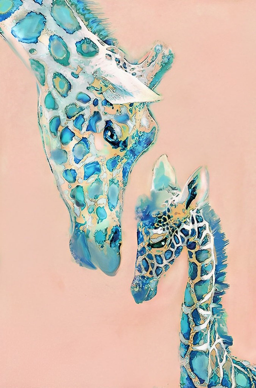 Groene Giraf Moeder en Kind Diamond Painting