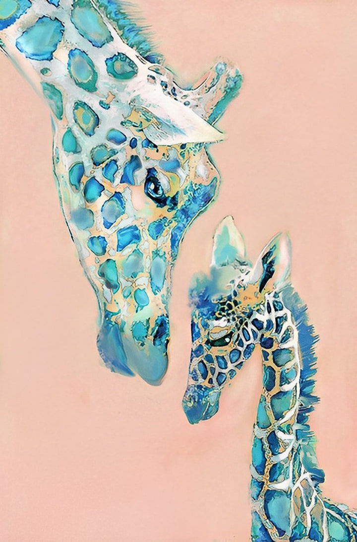 Groene Giraf Moeder en Kind Diamond Painting