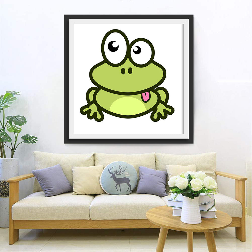 Groene Handgetekende Kikker Diamond Painting