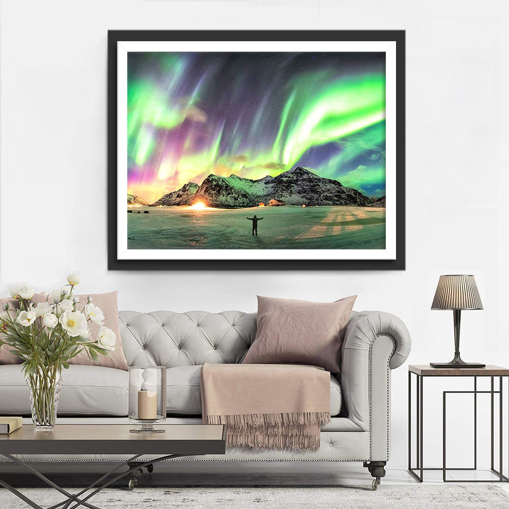 Groene Lichtdans op de Berghemel Diamond Painting