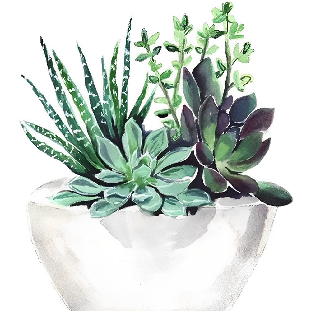 Groene Vetplant in Pot Diamond Painting