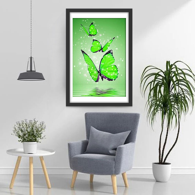 Groene Vlinders Diamond Painting