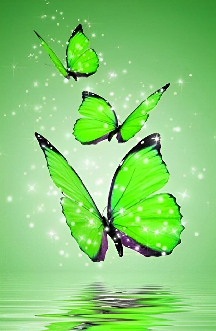 Groene Vlinders Diamond Painting