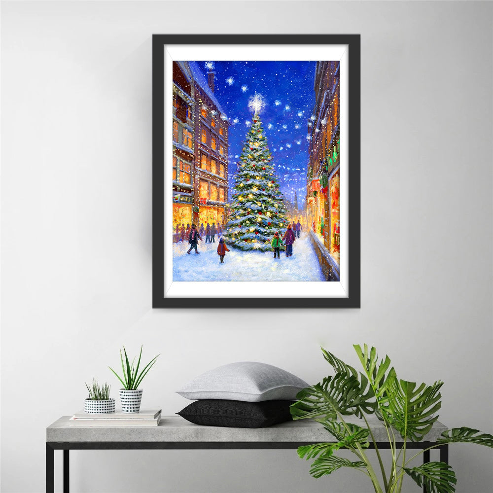 Grote Kerstboom op het Sneeuwplein Diamond Painting