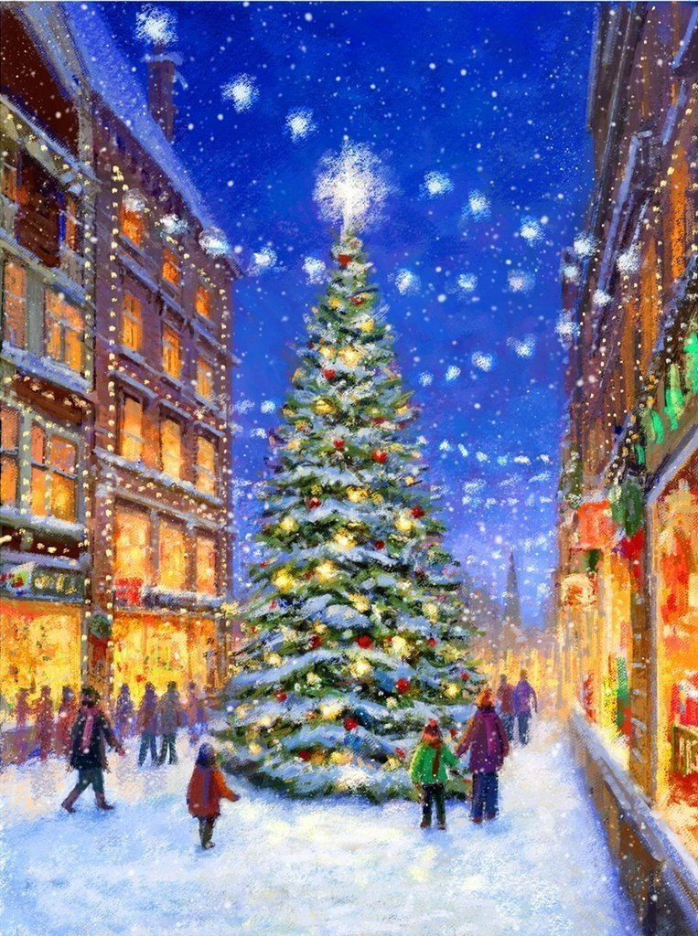 Grote Kerstboom op het Sneeuwplein Diamond Painting