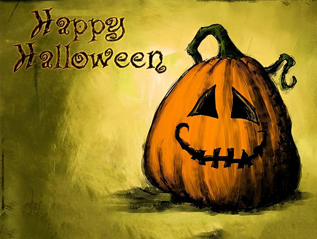 Halloween-pompoen met Glimlach Diamond Painting