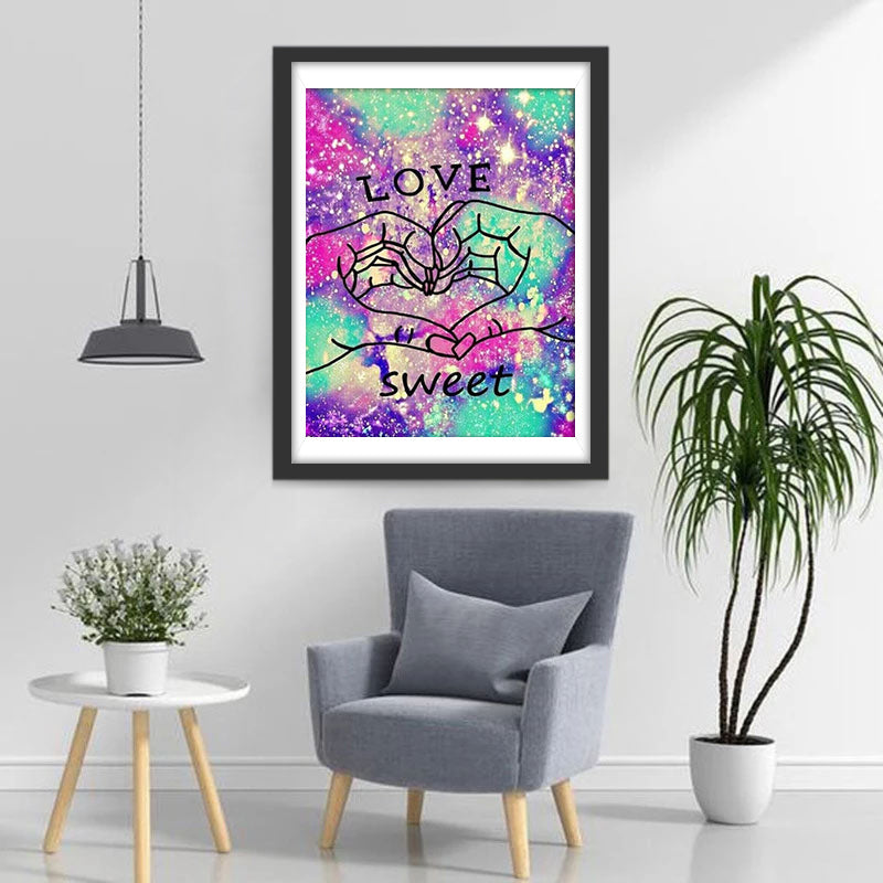 Handen Vormen Hart met Woorden in Glitter Diamond Painting