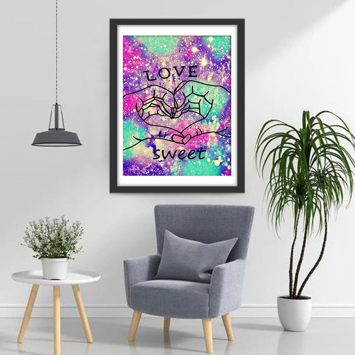 Handen Vormen Hart met Woorden in Glitter Diamond Painting