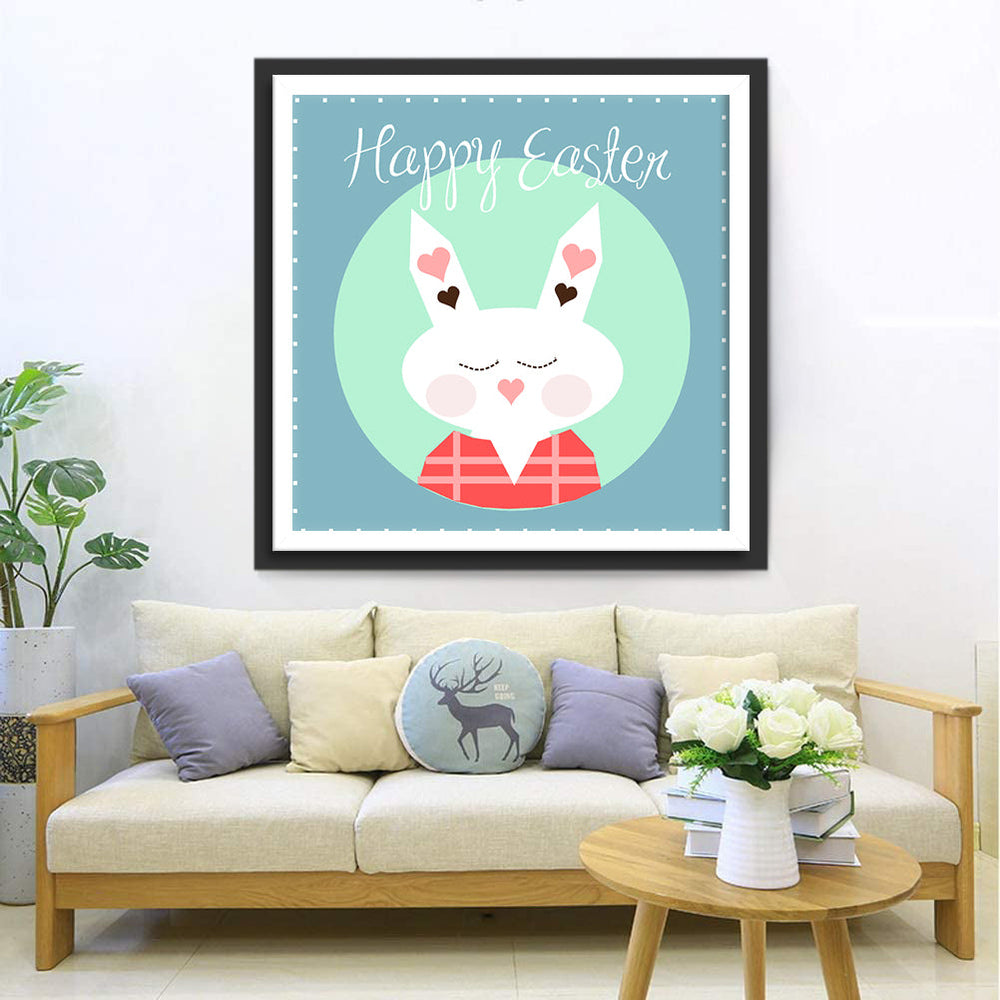 Happy Easter met Sluitend Konijntje Diamond Painting
