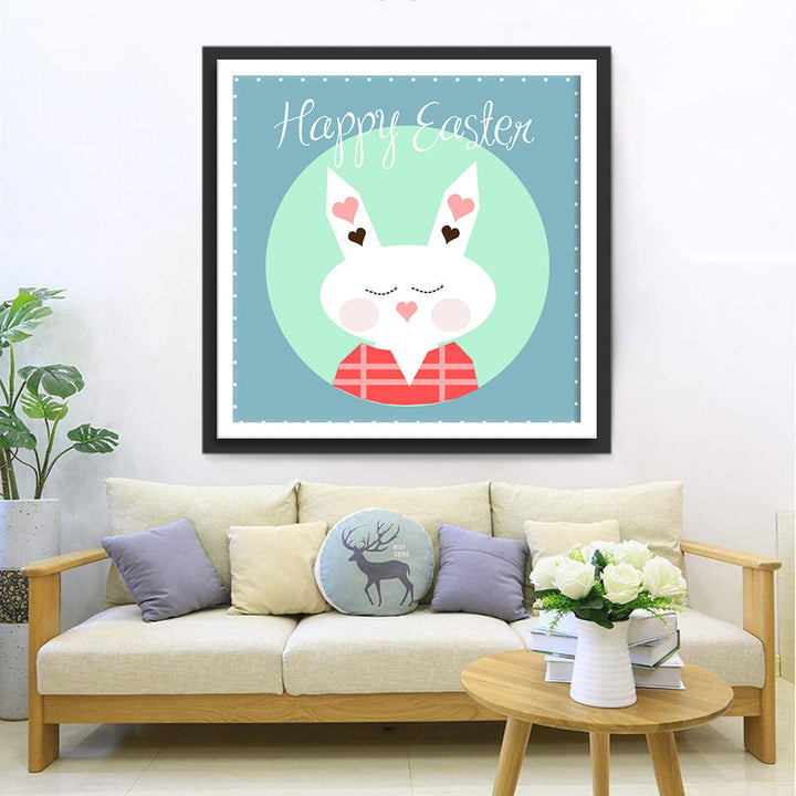 Happy Easter met Sluitend Konijntje Diamond Painting