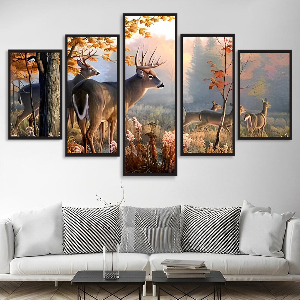 Harmonieuze Hertenroede in Herfstbos 5 Platen Diamond Painting