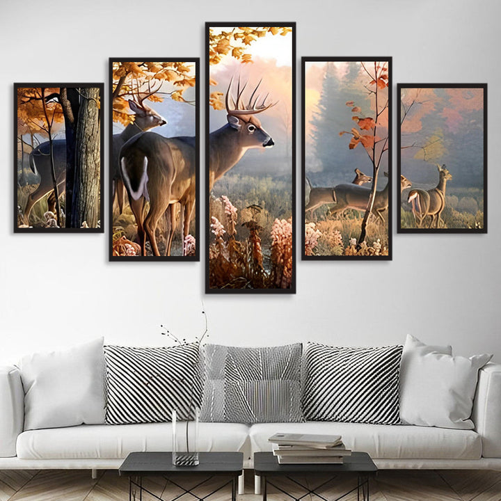 Harmonieuze Hertenroede in Herfstbos 5 Platen Diamond Painting