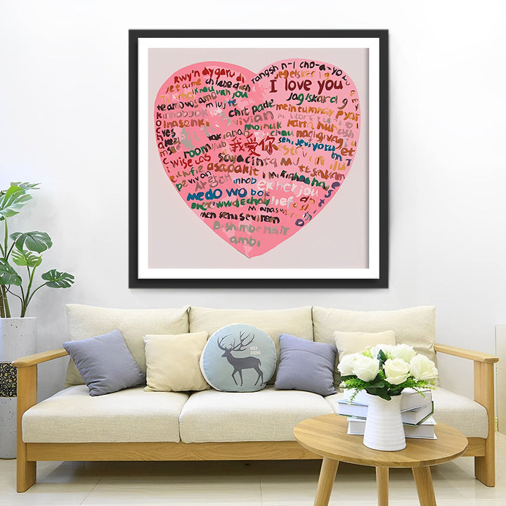 Hart vol Liefdesuitingen in Diverse Talen Diamond Painting