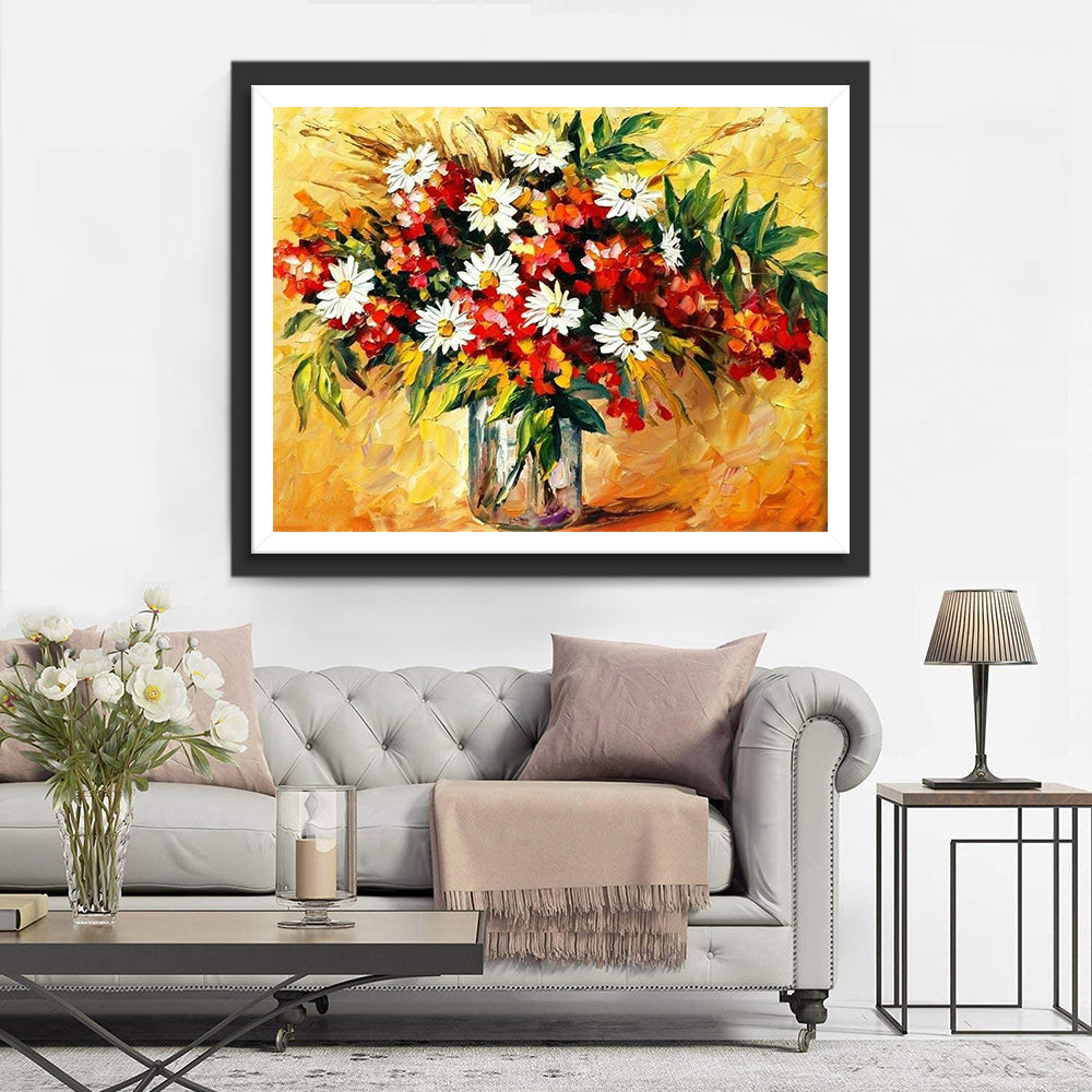 Hartstochtelijk-vrolijk Bloemenbeeld Diamond Painting