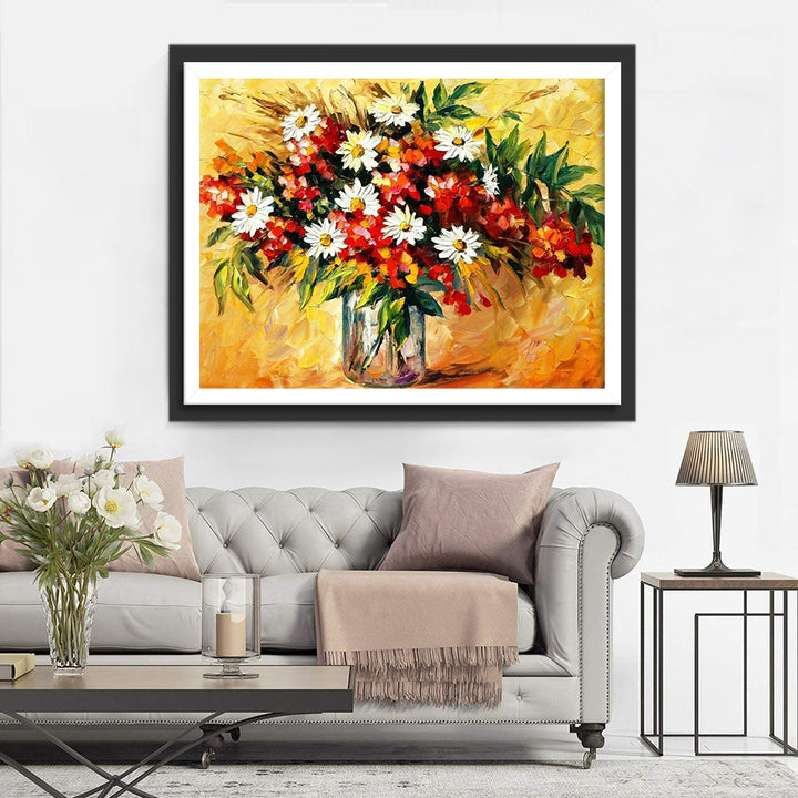Hartstochtelijk-vrolijk Bloemenbeeld Diamond Painting