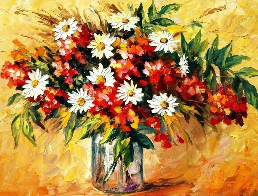 Hartstochtelijk-vrolijk Bloemenbeeld Diamond Painting