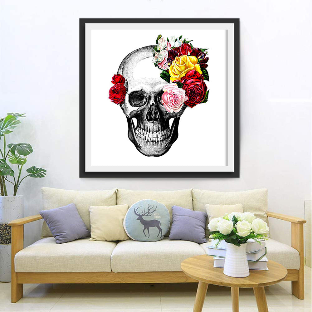 Hartstochtelijke Bloemen, Stille Schedel Diamond Painting