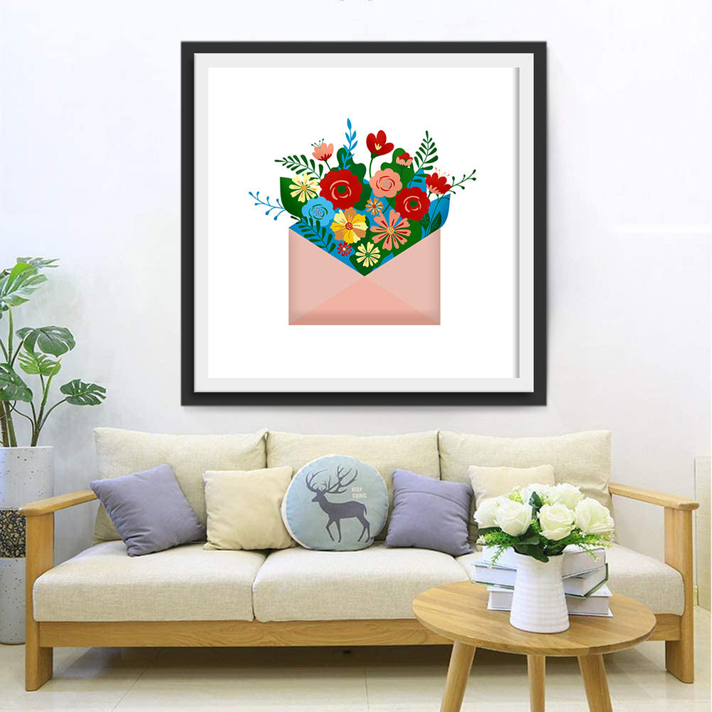 Hartverwarmend Boeket in Envelop Diamond Painting