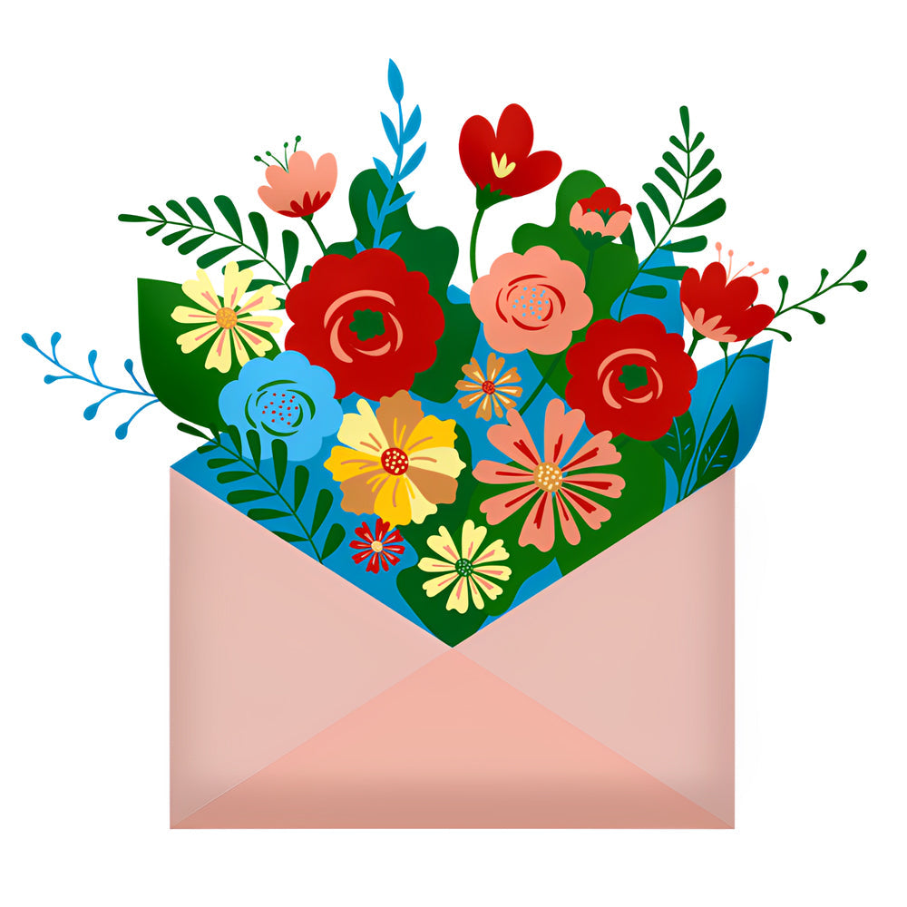 Hartverwarmend Boeket in Envelop Diamond Painting