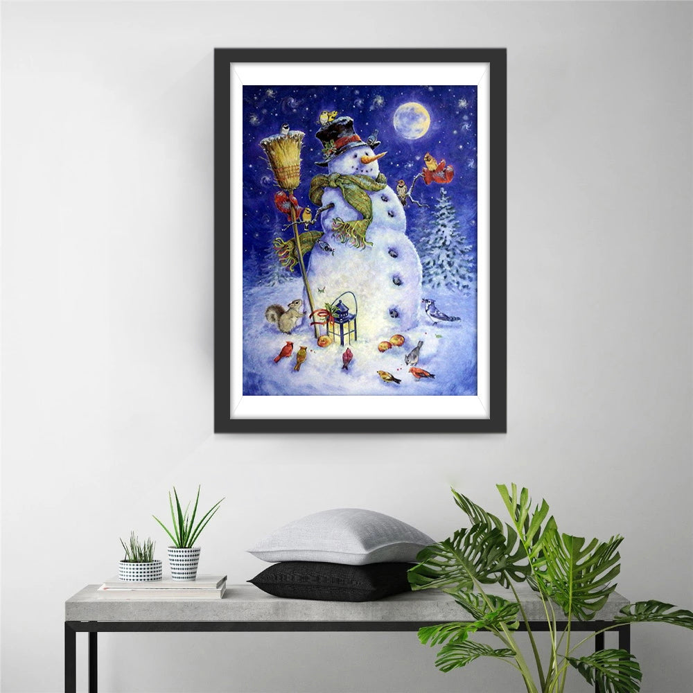 Hartverwarmende Samenkomst van Sneeuwpop en Dieren Diamond Painting