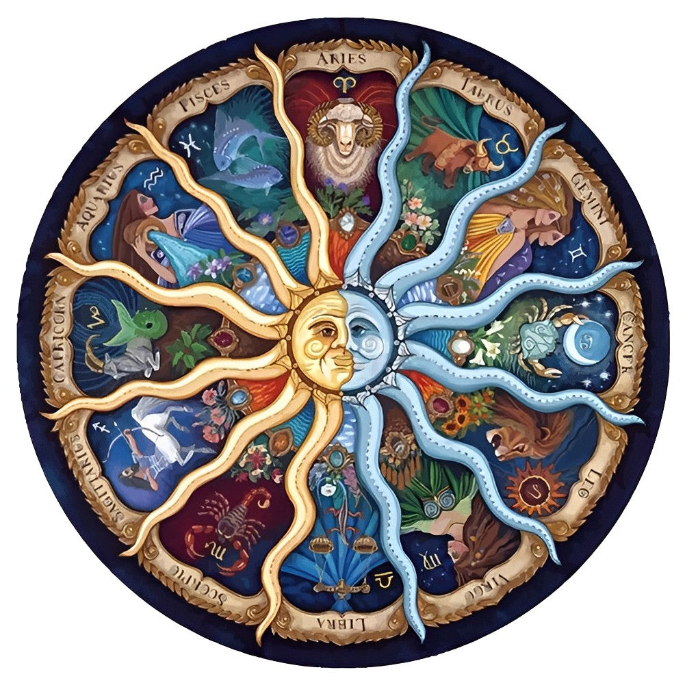 Heilig Esoterisch Cirkelgebeuren met Zon- en Maanmotief Diamond Painting
