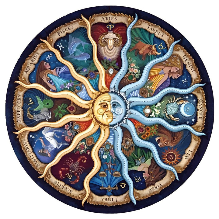 Heilig Esoterisch Cirkelgebeuren met Zon- en Maanmotief Diamond Painting