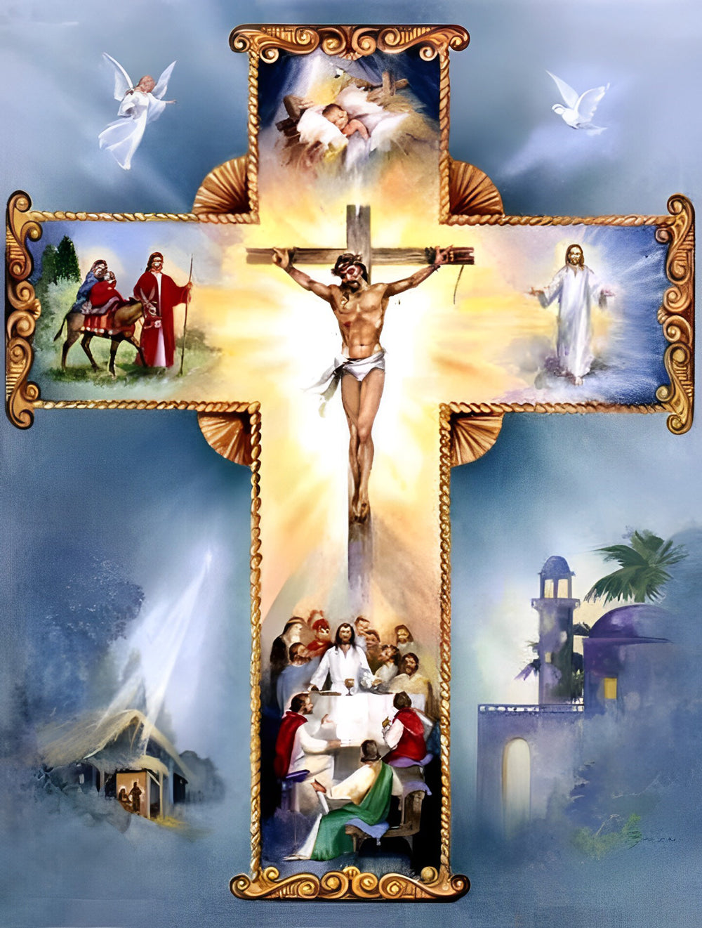 Heilig Kruisbeeld met Christus en Bijbelse Scènes Diamond Painting